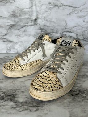 P448 | women’s size 39 John Python toe cap Low Top Sneaker Made in Italy